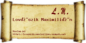 Lovászik Maximilián névjegykártya